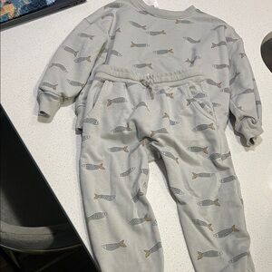 Rylee & Cru Gray Fish Patterned Kids' Sweatshirt and Pants Set